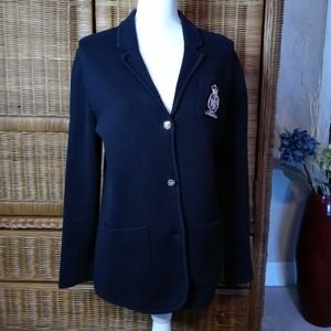 Ralph Lauren Black Knit Insignia Jacket SIZE P/M